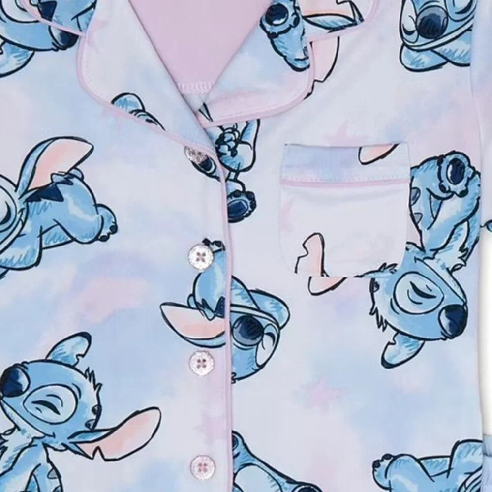 DISNEY LILO & STITCH Girl's XS 2 Piece Pajama Shorts Sleepwear Set SIZE 4-5 NEW